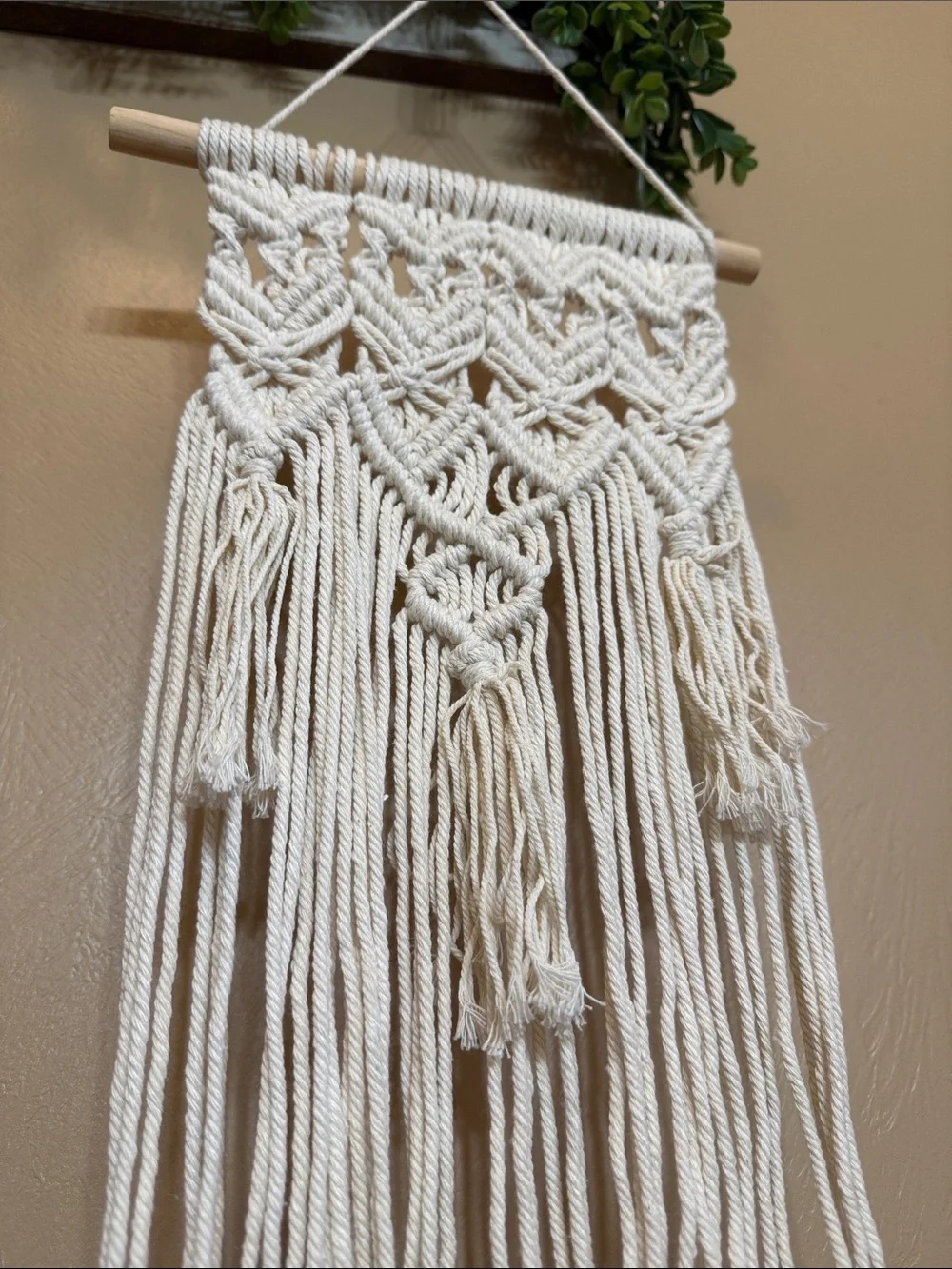 Handmade Macramé Wall Hanging - Natural Cotton Fringe